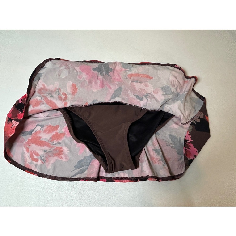 Lands' End Swim Skirt Women's 10 Brown Floral Ruffle Skirted Bottom Swimsuit - Picture 5 of 5
